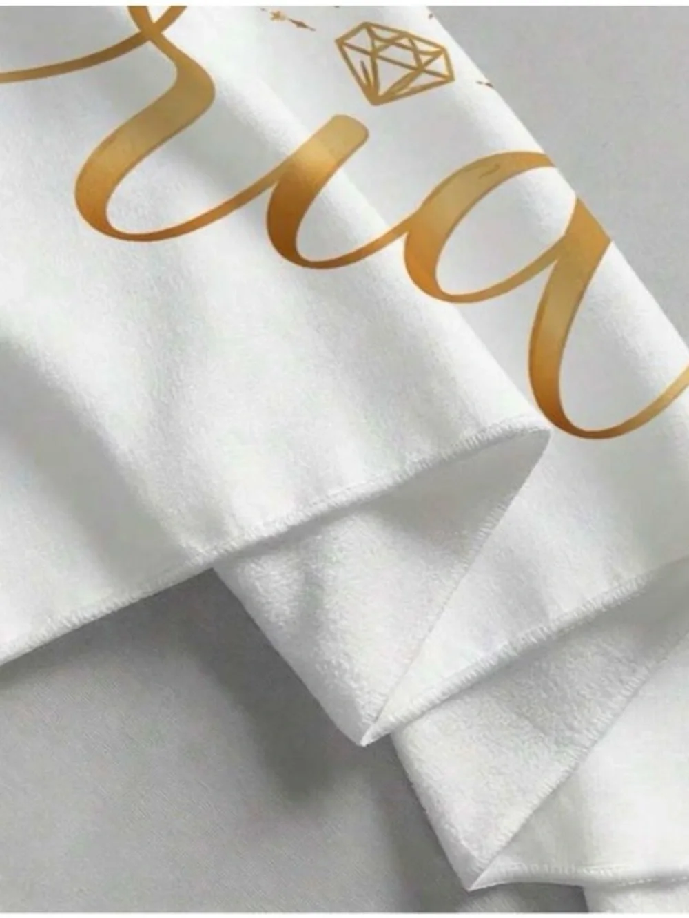 UNBRANDED White Golden Trendy Bride Beach Towel